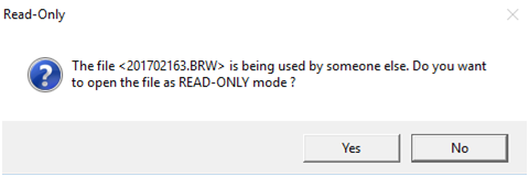 Open 672 File 6397 The file is being used by someone else. Do you want to open the ...