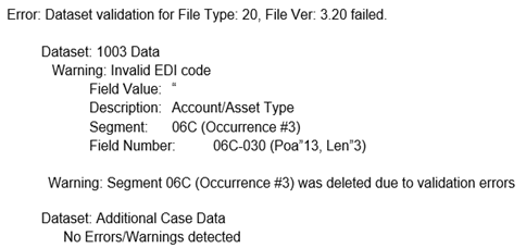 Invalid EDI Code