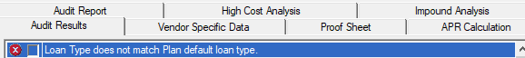 LoanType does not match Plan default