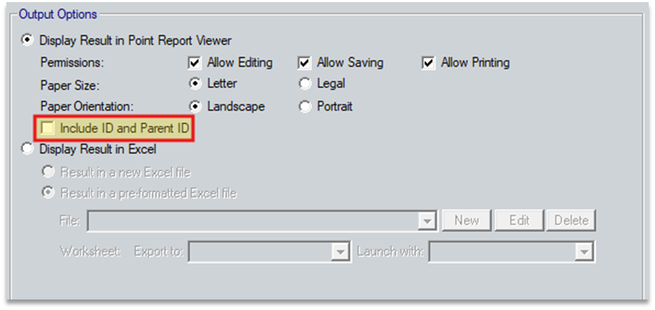 1417 Report ID and Parent ID Option